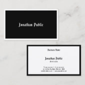 手書きスクリプト白黒エレガントテンプレート 名刺 (正面/裏面)