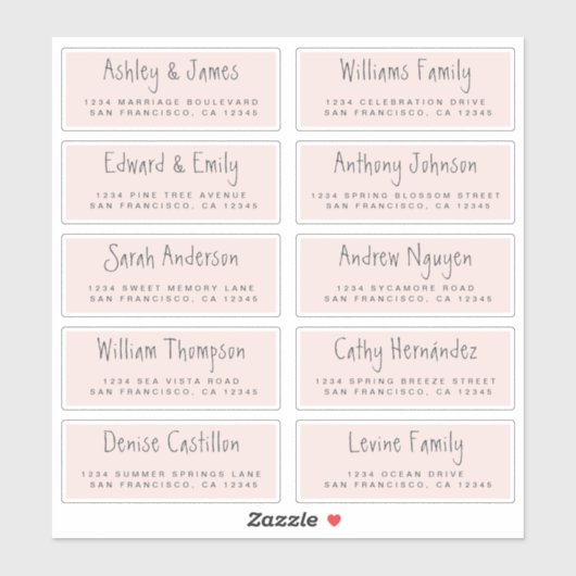 手書きスクリプト結婚のゲスト住所 シール (シート)