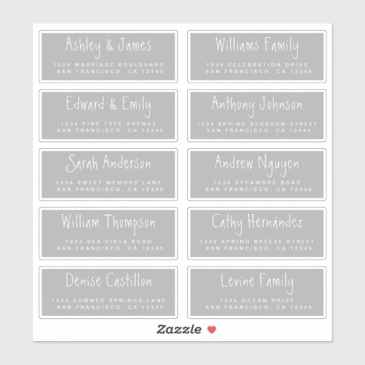 手書きスクリプト結婚のゲスト住所 シール (シート)