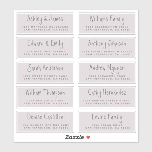 手書きスクリプト結婚のゲスト住所 シール (シート)