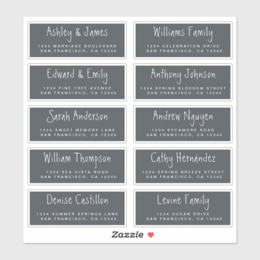 手書きスクリプト結婚のゲスト住所 シール (シート)