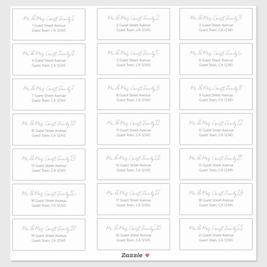 手書きスクリプト結婚のゲスト住所 シール (シート)
