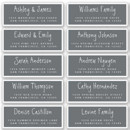 手書きスクリプト結婚のゲスト住所 シール (正面)