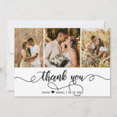 手書きスクリプト結婚のフォトコラージュ サンキューカード (正面)