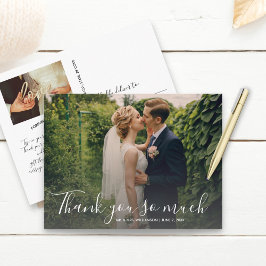 手書きスクリプト結婚の写真ありがとう ポストカード