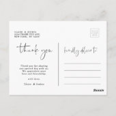 手書きスクリプト結婚の写真ありがとう ポストカード (裏面)