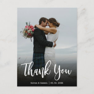 手書きスクリプト結婚の写真ありがとう ポストカード