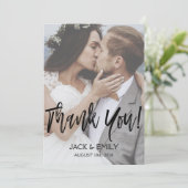 手書きスクリプト結婚の感謝フォトカード サンキューカード (スタンド正面)