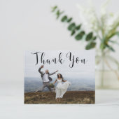 手書きスクリプト結婚の感謝フォトカード ポストカード (スタンド正面)