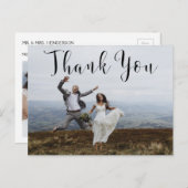 手書きスクリプト結婚の感謝フォトカード ポストカード (正面/裏面)