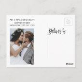 手書きスクリプト結婚の感謝フォトカード ポストカード (裏面)