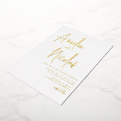 手書きスクリプト結婚ミニマル 箔招待状 (回転した状態)