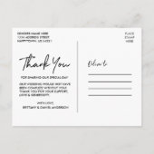 手書きスクリプト結婚式写真感謝 ポストカード (裏面)