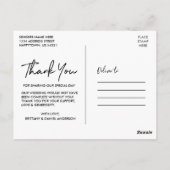 手書きスクリプト結婚式写真感謝 ポストカード (裏面)