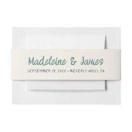 手書きスクリプト緑のレトロ結婚の 招待状ベリーバンド