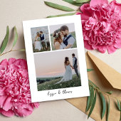 手書きスクリプト複数の結婚写真 サンキューカード