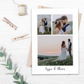 手書きスクリプト複数の結婚写真 サンキューカード