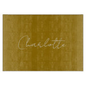 手書きスクリプト金ゴールドカラー名前をカスタムする編集 カッティングボード (正面)