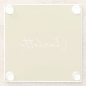 手書きスクリプト金ゴールドカラー名前をカスタムする編集 ガラスコースター (裏面)