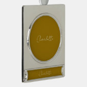 手書きスクリプト金ゴールドカラー名前をカスタムする編集 シルバープレートバナーオーナメント (右)