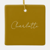 手書きスクリプト金ゴールドカラー名前をカスタムする編集 セラミックオーナメント (正面)