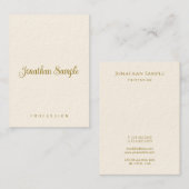 手書きスクリプト金ゴールドモダン文字垂直テンプレート 名刺 (正面/裏面)