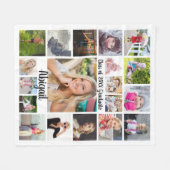 手書きスクリプト19フォトコラージュ大学院ホワイト フリースブランケット (正面(横))