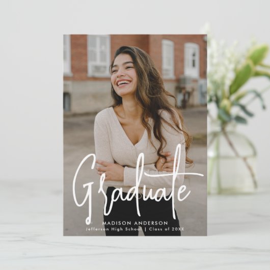 手書きスクリプト2写真の卒業 案内状 (スタンド正面)