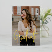 手書きスクリプト2写真の卒業 箔招待状 (立ち正面)