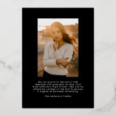 手書きスクリプト2写真の卒業 箔招待状 (裏面)