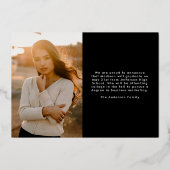 手書きスクリプト2写真卒業のお知らせ 箔招待状 (裏面)