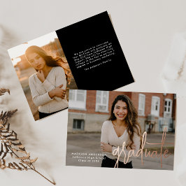 手書きスクリプト2写真卒業のお知らせ 箔招待状