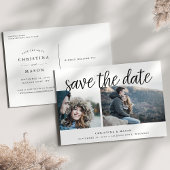 手書きスクリプト2枚の写真日付を保存 案内ポストカード