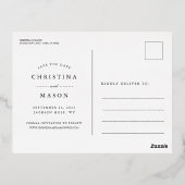 手書きスクリプト2枚の写真日付を保存 箔招待状ポストカード (裏面)