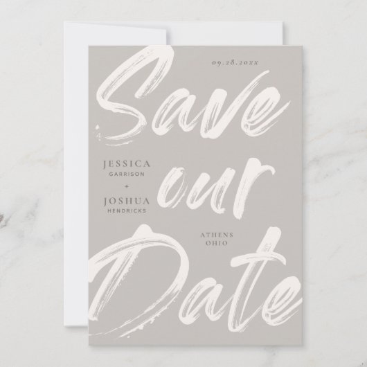 手書きスクリプト・エディタブルカラー・Save the Date 招待状 (正面)