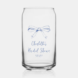 手書きスクリプト コケッテ ボウ ブルー ブライダルシャワー ガラス缶