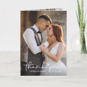 手書きスクリプト スイートラブ ハート ウェディング フォト サンキューカード (正面)