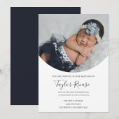 手書きスクリプト タイポグラフィ フォト 洗礼 招待状 (正面/裏面)