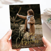 手書きスクリプト メリークリスマス 2 写真入り 箔シーズンカード