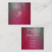 手書きスクリプト モダン エリート グリッター テンプレート スクエア名刺 (正面/裏面)