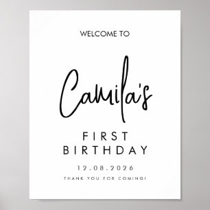 手書きスクリプト 初めての誕生日 ウェルカム バースデー ポスター