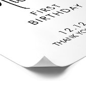 手書きスクリプト 初誕生日サイン ウェルカム ポスター (角)