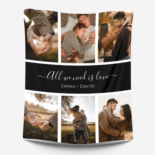 手書きスクリプト（名前は6-Photo） フリースブランケット