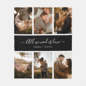 手書きスクリプト（名前は6-Photo） フリースブランケット (正面)