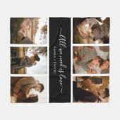 手書きスクリプト（名前は6-Photo） フリースブランケット (正面(横))