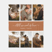 手書きスクリプト（名前は6-Photo） フリースブランケット (正面)