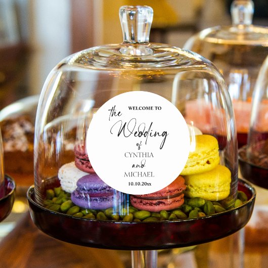 手書きスクリプト「私たちの結婚へようこそ」 ラウンドシール