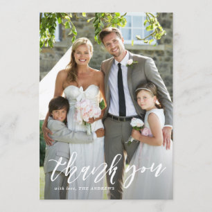 手書きスクリプト 縦 結婚式 お礼 サンキューカード