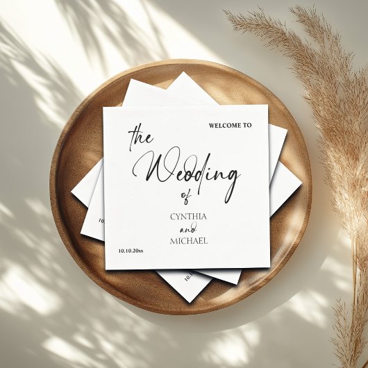 手書きスクリプト「Welcome to our 結婚's」 スタンダードカクテルナプキン