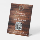 手書きスクリプトQRコード素朴結婚な席 台座サイン (正面)